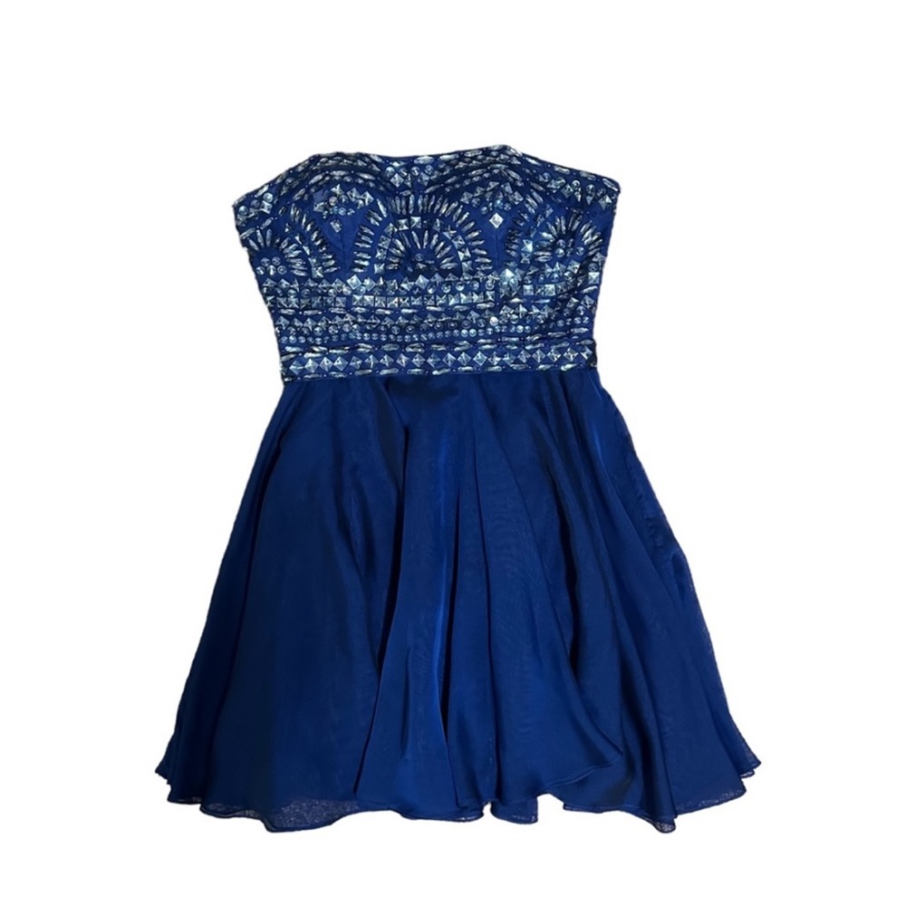Sherri Hill Strapless Beaded Royal Blue Short Prom / Homecoming Dress Size 8